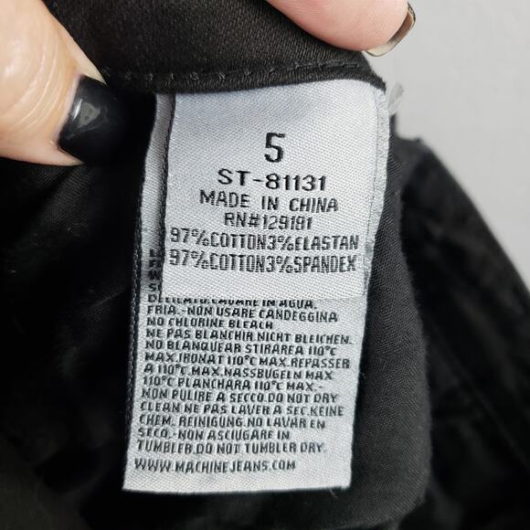 Machine Size 5 Low Rise Distressed Skinny Jean Black Thrashed Frayed Punk Grunge - Picture 9 of 11